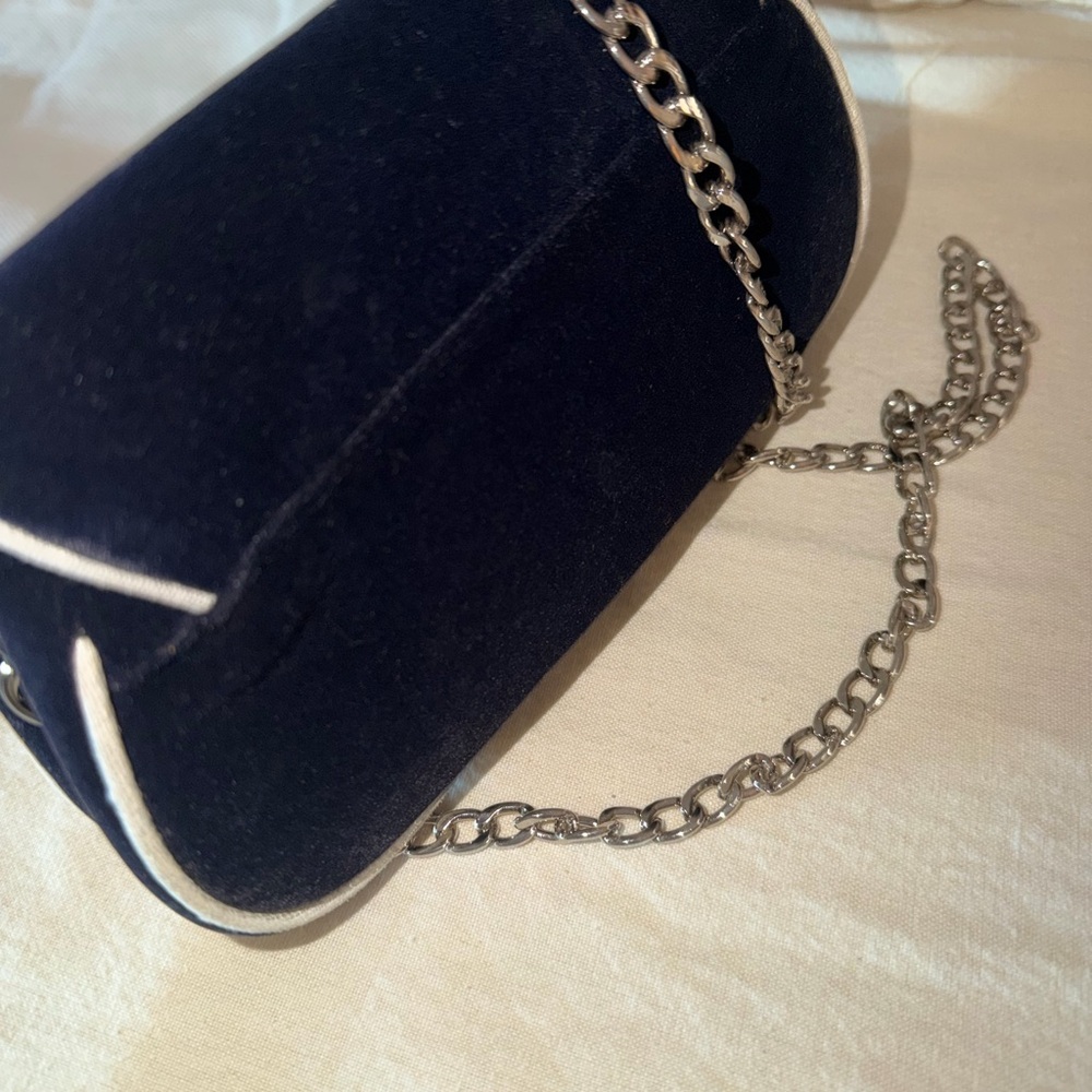Dior Dark Blue Crossbody Bag with Silver Chain - Picture 8 of 11